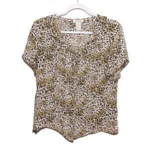 Andrew Spencer Silk Animal Print Blouse Size Large RUNS SMALL
